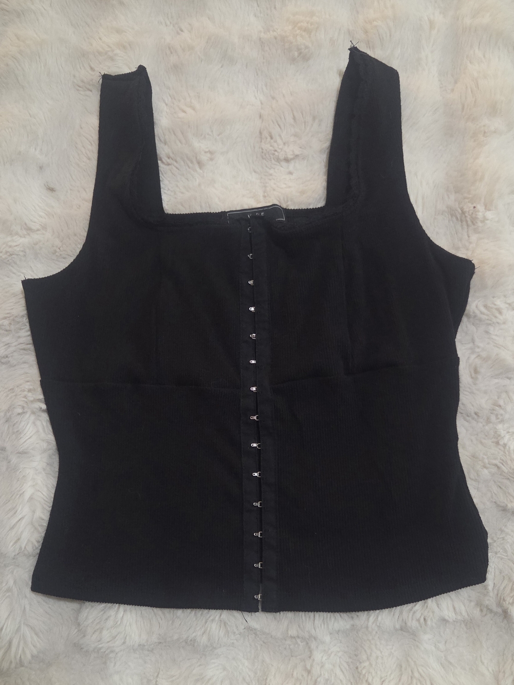 Black Hook-and-Eye Ribbed Tank Top - Women